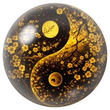 Cabochon en Verre Illustré Yin-Yang Céleste Doré 12 à 25mm pour la Création de Bijoux Fantaisie - DIY