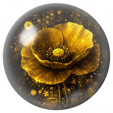Cabochon en Verre Illustré Coquelicot Doré 12 à 25mm pour la Création de Bijoux Fantaisie - DIY