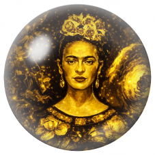 Cabochon en Verre Illustré Frida Kahlo Dorée 12 à 25mm pour la Création de Bijoux Fantaisie - DIY