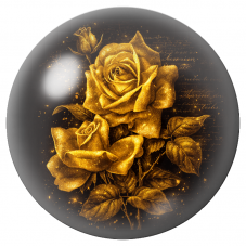 Cabochon en Verre Illustré Roses Dorées 12 à 25mm pour la Création de Bijoux Fantaisie - DIY