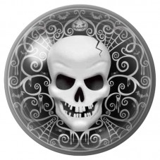 Cabochon en Verre Illustré Crâne Blanc aux Arabesques Noires 12 à 25mm pour la Création de Bijoux Fantaisie - DIY