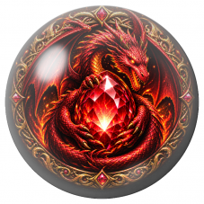 Cabochon en Verre Illustré Dragon Rouge Gardien du Rubis 12 à 25mm pour la Création de Bijoux Fantaisie - DIY
