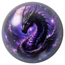 Cabochon en Verre Illustré Dragon Cosmique Violet 12 à 25mm pour la Création de Bijoux Fantaisie - DIY