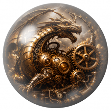 Cabochon en Verre Illustré Dragon Mécanique Steampunk 12 à 25mm pour la Création de Bijoux Fantaisie - DIY