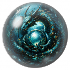 Cabochon en Verre Illustré Dragon Turquoise et Sphère Sous-Marine 12 à 25mm pour la Création de Bijoux Fantaisie - DIY