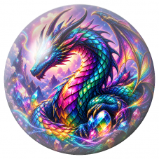 Cabochon en Verre Illustré Dragon Arc-en-Ciel et Cristaux Cosmiques 12 à 25mm pour la Création de Bijoux Fantaisie - DIY