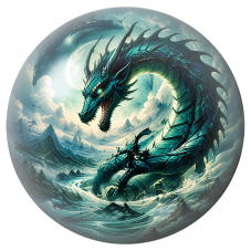 Cabochon en Verre Illustré Dragon des Vagues Turquoise 12 à 25mm pour la Création de Bijoux Fantaisie - DIY