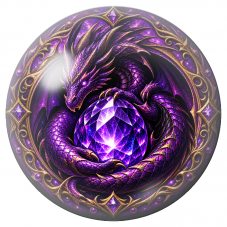 Cabochon en Verre Illustré Dragon Violet Gardien de l’Améthyste 12 à 25mm pour la Création de Bijoux Fantaisie - DIY