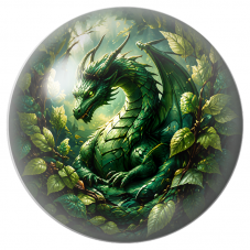Cabochon en Verre Illustré Dragon Vert de la Forêt 12 à 25mm pour la Création de Bijoux Fantaisie - DIY