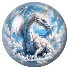 Cabochon en Verre Illustré Dragon Blanc dans les Nuages 12 à 25mm pour la Création de Bijoux Fantaisie - DIY