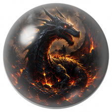 Cabochon en Verre Illustré Dragon Noir dans la Lave 12 à 25mm pour la Création de Bijoux Fantaisie - DIY
