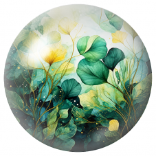 Cabochon en Verre Illustré Feuilles de Ginkgo Vertes et Jaunes 12 à 25mm pour la Création de Bijoux Fantaisie - DIY