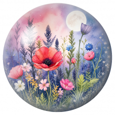Cabochon en Verre Illustré Coquelicots au Clair de Lune 12 à 25mm pour la Création de Bijoux Fantaisie - DIY