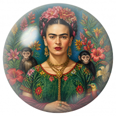 Cabochon en Verre Illustré Frida aux Singes et Oiseaux Tropicaux 12 à 25mm pour la Création de Bijoux Fantaisie - DIY