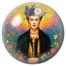 Cabochon en Verre Illustré Frida au Papillon Bleu dans un Jardin Doré 12 à 25mm pour la Création de Bijoux Fantaisie - DIY