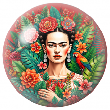 Cabochon en Verre Illustré Frida au Cœur de la Jungle Fleurie 12 à 25mm pour la Création de Bijoux Fantaisie - DIY