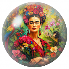 Cabochon en Verre Illustré Frida avec Ara et Jeune Singe en Mosaïque 12 à 25mm pour la Création de Bijoux Fantaisie - DIY