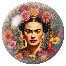 Cabochon en Verre Illustré Frida aux Roses et Oiseaux Colorés 12 à 25mm pour la Création de Bijoux Fantaisie - DIY