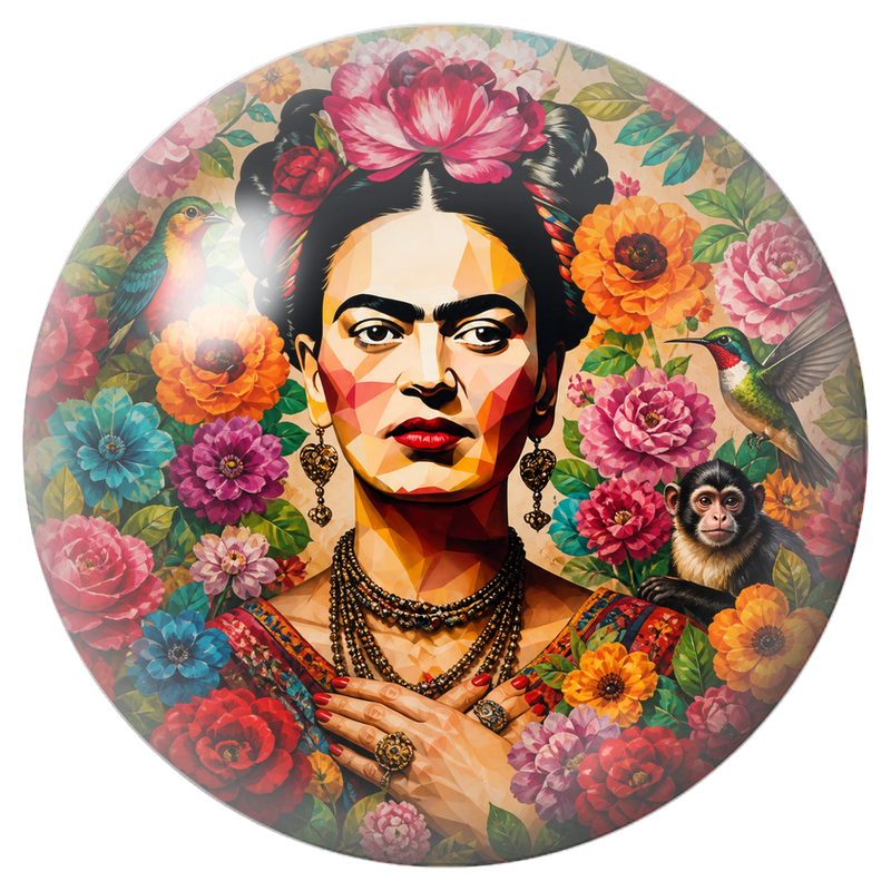 Cabochon en Verre Illustré Frida Géométrique au Jardin Tropical 12 à 25mm
