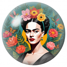 Cabochon en Verre Illustré Frida aux Colibris et Fleurs Exotiques 12 à 25mm pour la Création de Bijoux Fantaisie - DIY