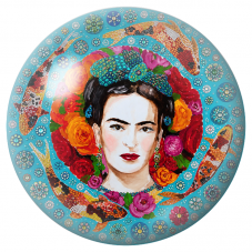 Cabochon en Verre Illustré Frida aux Carpes Koï et Gemmes Turquoise 12 à 25mm pour la Création de Bijoux Fantaisie - DIY