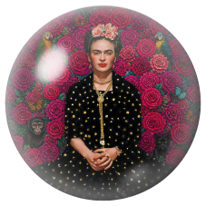 Cabochon en Verre Illustré Frida aux Roses avec Singe et Chat Noir 12 à 25mm pour la Création de Bijoux Fantaisie - DIY