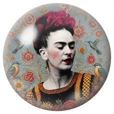 Cabochon en Verre Illustré Frida aux Colibris sur Papier Peint Fleuri 12 à 25mm pour la Création de Bijoux Fantaisie - DIY