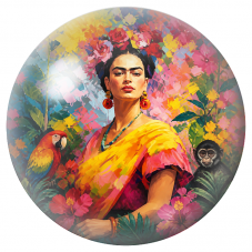 Cabochon en Verre Illustré Frida avec Ara et Jeune Singe en Couleurs 12 à 25mm pour la Création de Bijoux Fantaisie - DIY