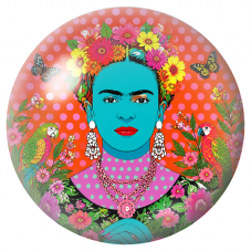 Cabochon en Verre Illustré Frida Pop Turquoise aux Perroquets 12 à 25mm pour la Création de Bijoux Fantaisie - DIY