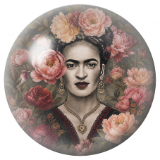 Cabochon en Verre Illustré Frida aux Pivoines et Papillon 12 à 25mm pour la Création de Bijoux Fantaisie - DIY