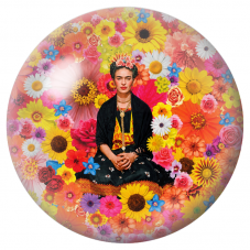 Cabochon en Verre Illustré Frida Assise dans une Explosion de Fleurs 12 à 25mm pour la Création de Bijoux Fantaisie - DIY