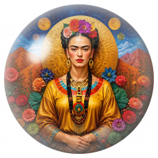 Cabochon en Verre Illustré Frida Solaire dans un Jardin Mexicain 12 à 25mm pour la Création de Bijoux Fantaisie - DIY