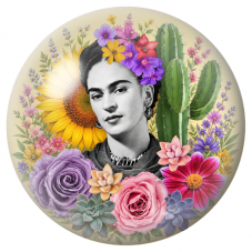 Cabochon en Verre Illustré Frida au Tournesol, Cactus et Succulentes 12 à 25mm pour la Création de Bijoux Fantaisie - DIY