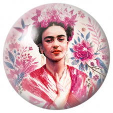 Cabochon en Verre Illustré Frida Aquarelle aux Oiseaux Roses 12 à 25mm pour la Création de Bijoux Fantaisie - DIY