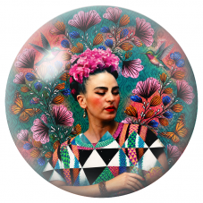Cabochon en Verre Illustré Frida aux Colibris et Papillons sur Fleurs Graphiques 12 à 25mm pour la Création de Bijoux Fantaisie 