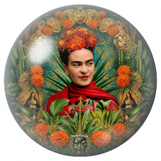 Cabochon en Verre Illustré Frida aux Soucis dans un Autel Mexicain 12 à 25mm pour la Création de Bijoux Fantaisie - DIY