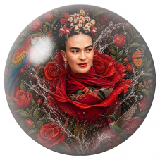 Cabochon en Verre Illustré Frida Rose avec Ara, Colibri et Éclats d’Eau 12 à 25mm pour la Création de Bijoux Fantaisie - DIY