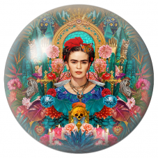 Cabochon en Verre Illustré Frida dans un Autel Mexicain aux Zèbres et Félins 12 à 25mm pour la Création de Bijoux Fantaisie - DI