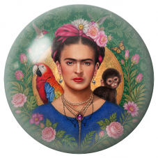 Cabochon en Verre Illustré Frida avec Ara et Jeune Singe dans un Jardin Vert 12 à 25mm pour la Création de Bijoux Fantaisie - DI