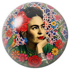 Cabochon en Verre Illustré Frida Songeuse avec Perroquet et Colibri 12 à 25mm pour la Création de Bijoux Fantaisie - DIY
