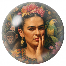 Cabochon en Verre Illustré Frida Songeuse avec Singe et Perroquet 12 à 25mm pour la Création de Bijoux Fantaisie - DIY