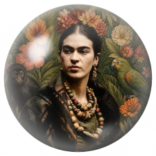 Cabochon en Verre Illustré Frida au Jardin Tropical avec Singe et Perroquet 12 à 25mm pour la Création de Bijoux Fantaisie - DIY