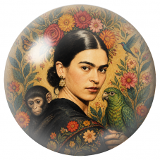 Cabochon en Verre Illustré Frida de Profil avec Perroquet et Singe 12 à 25mm pour la Création de Bijoux Fantaisie - DIY