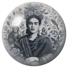 Cabochon en Verre Illustré Frida en Portrait Monochrome avec Singe et Faon 12 à 25mm pour la Création de Bijoux Fantaisie - DIY