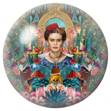 Cabochon en Verre Illustré Frida au Miroir dans un Jardin Mexicain 12 à 25mm pour la Création de Bijoux Fantaisie - DIY