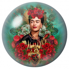 Cabochon en Verre Illustré Frida au Cœur Sacré parmi les Roses Rouges 12 à 25mm pour la Création de Bijoux Fantaisie - DIY