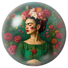 Cabochon en Verre Illustré Frida au Cœur dans un Jardin de Colibris 12 à 25mm pour la Création de Bijoux Fantaisie - DIY