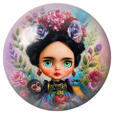 Cabochon en Verre Illustré Frida Kawaii au Singe et à l’Oiseau 12 à 25mm pour la Création de Bijoux Fantaisie - DIY