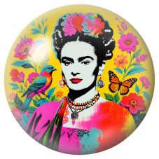 Cabochon en Verre Illustré Frida Pop au Perroquet et au Papillon 12 à 25mm pour la Création de Bijoux Fantaisie - DIY