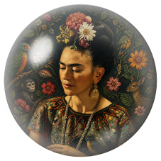 Cabochon en Verre Illustré Frida au Perroquet, au Singe et au Faon 12 à 25mm pour la Création de Bijoux Fantaisie - DIY
